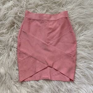 Women’s Pink Stretch Ponte Pencil Bandage Skirt